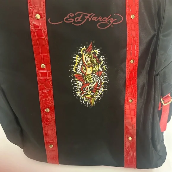 Ed Hardy Black and Red Tote Bag - Picture 2 of 10